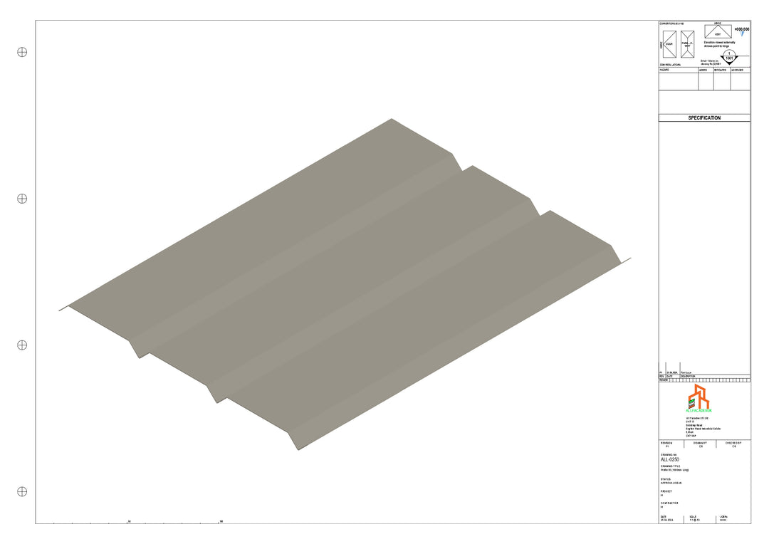Aluminium Soffit - Type 8 - Straight 1000mm Length