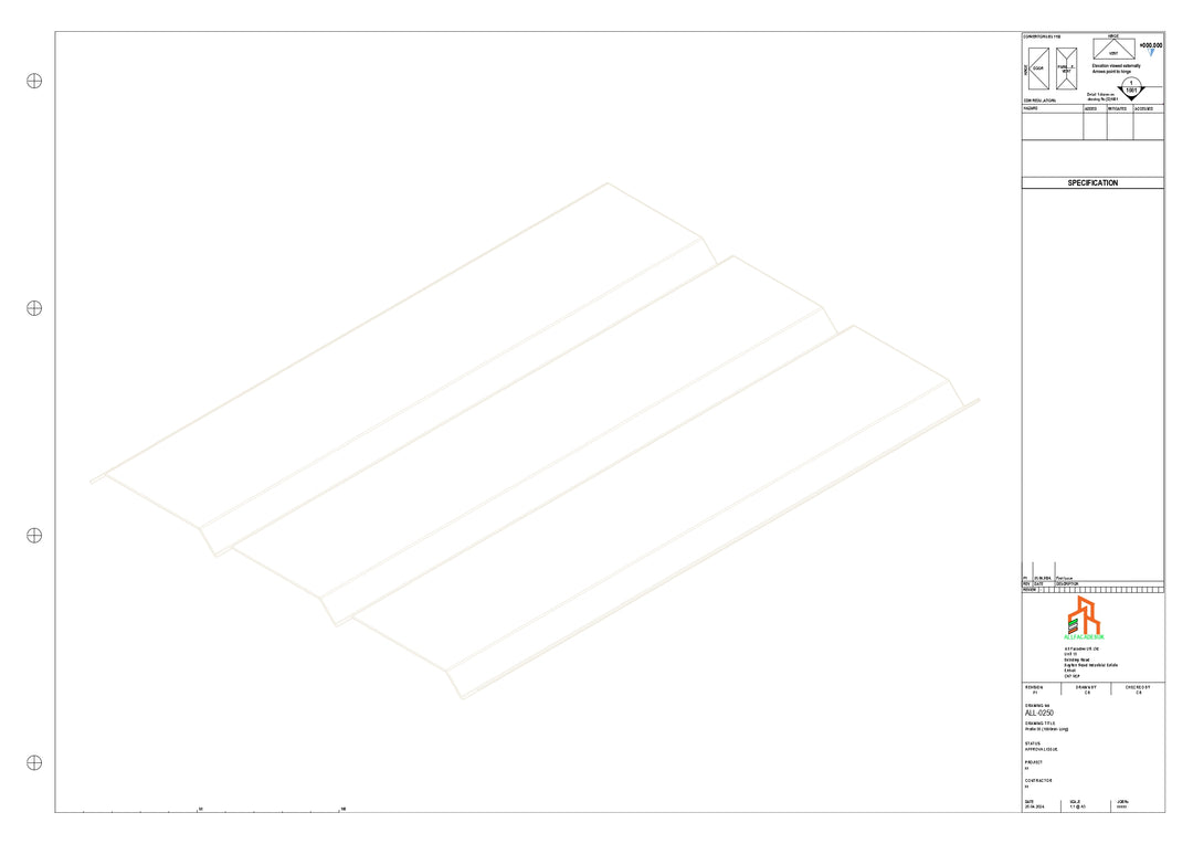 Aluminium Soffit - Type 8 - Straight 3000mm Length