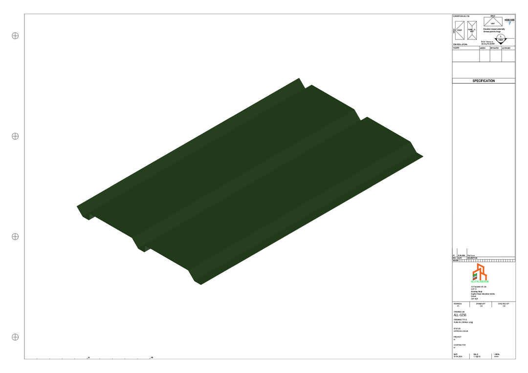 Aluminium Soffit - Type 9 - Straight 3000mm Length