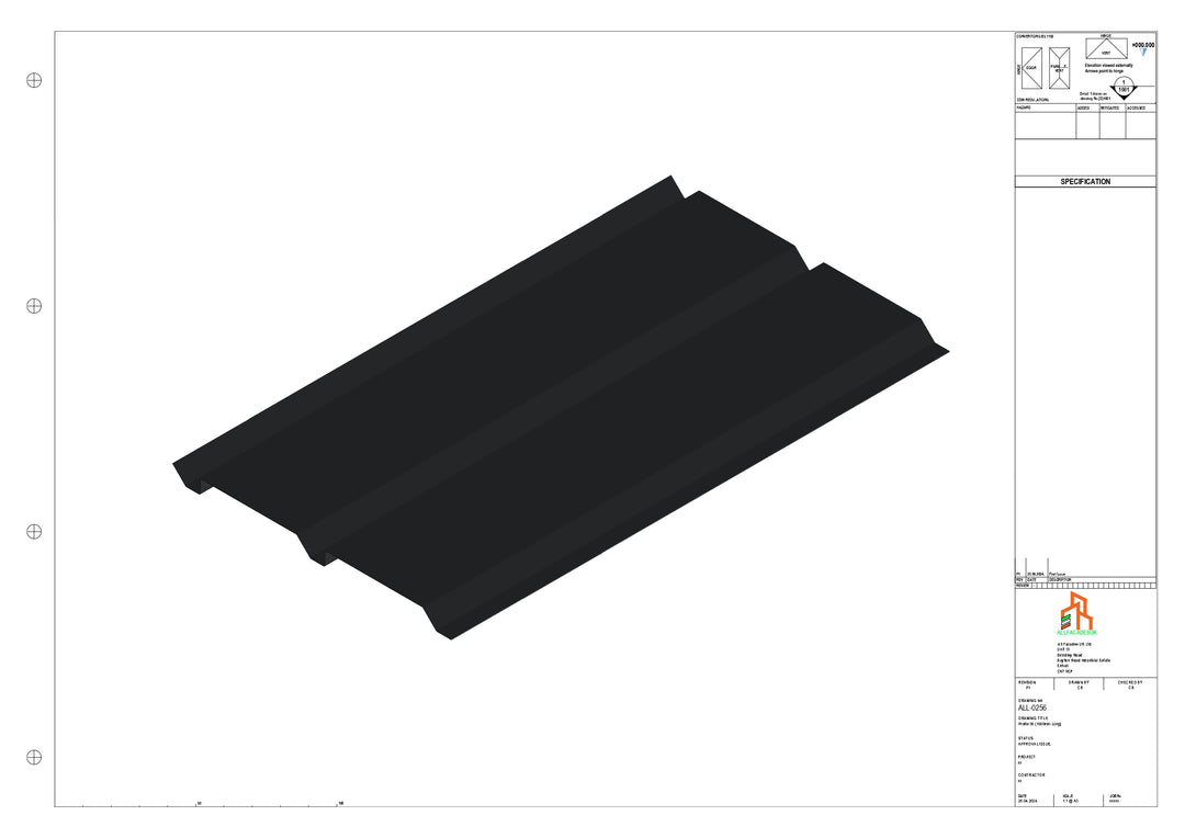 Aluminium Soffit - Type 9 - Straight 1000mm Length