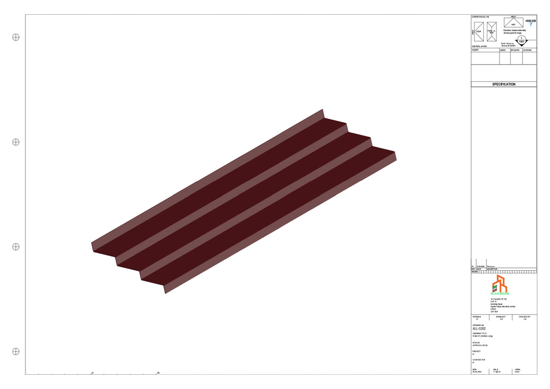 Aluminium Soffit - Type 10 - Straight 1000mm Length