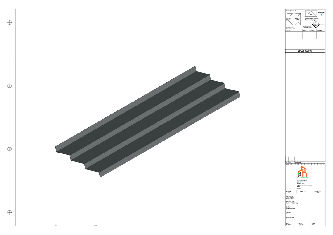 Aluminium Soffit - Type 10 - Straight 1000mm Length