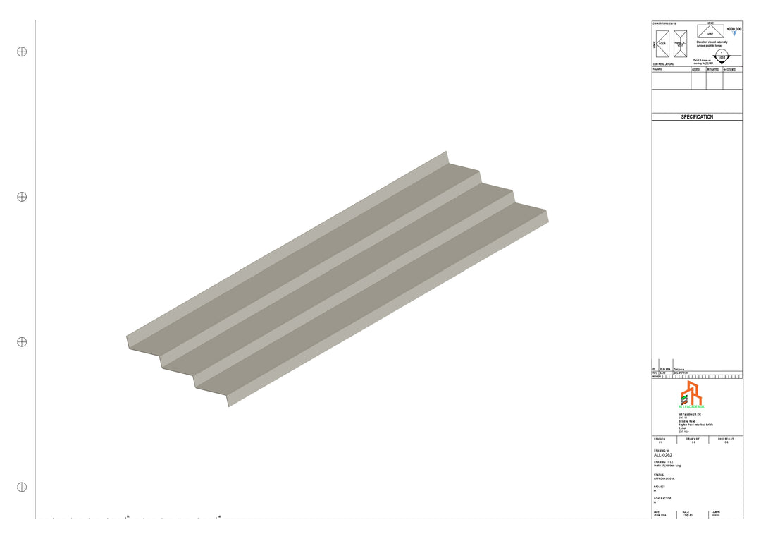 Aluminium Soffit - Type 10 - Straight 1000mm Length