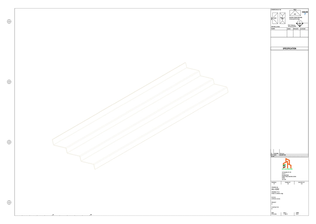 Aluminium Soffit - Type 10 - Straight 1000mm Length
