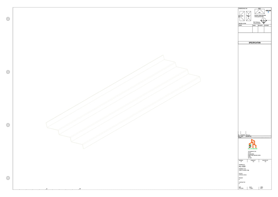 Aluminium Soffit - Type 10 - Straight 1000mm Length