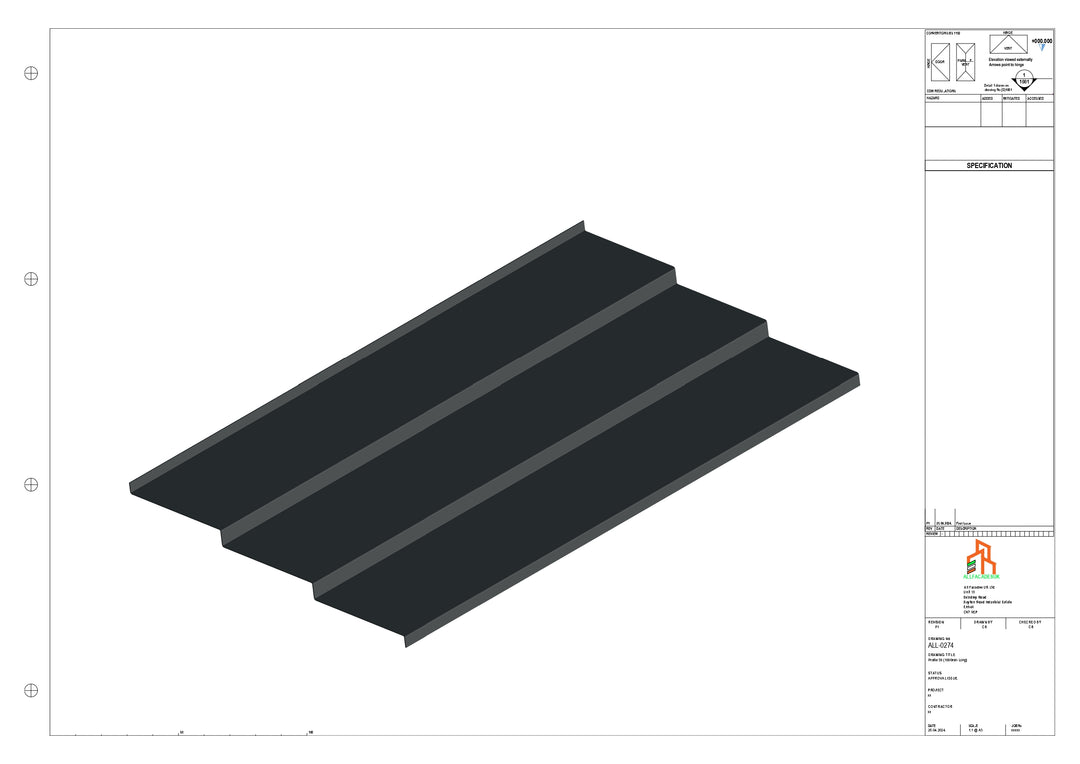 Aluminium Soffit - Type 12 - Straight 1000mm Length