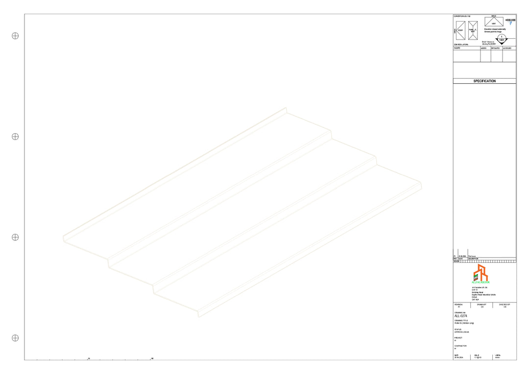 Aluminium Soffit - Type 12 - Straight 1000mm Length