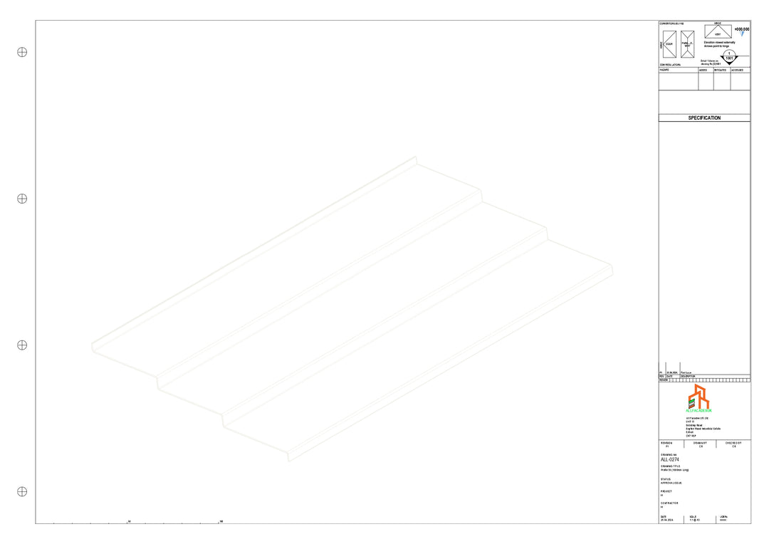Aluminium Soffit - Type 12 - Straight 1000mm Length