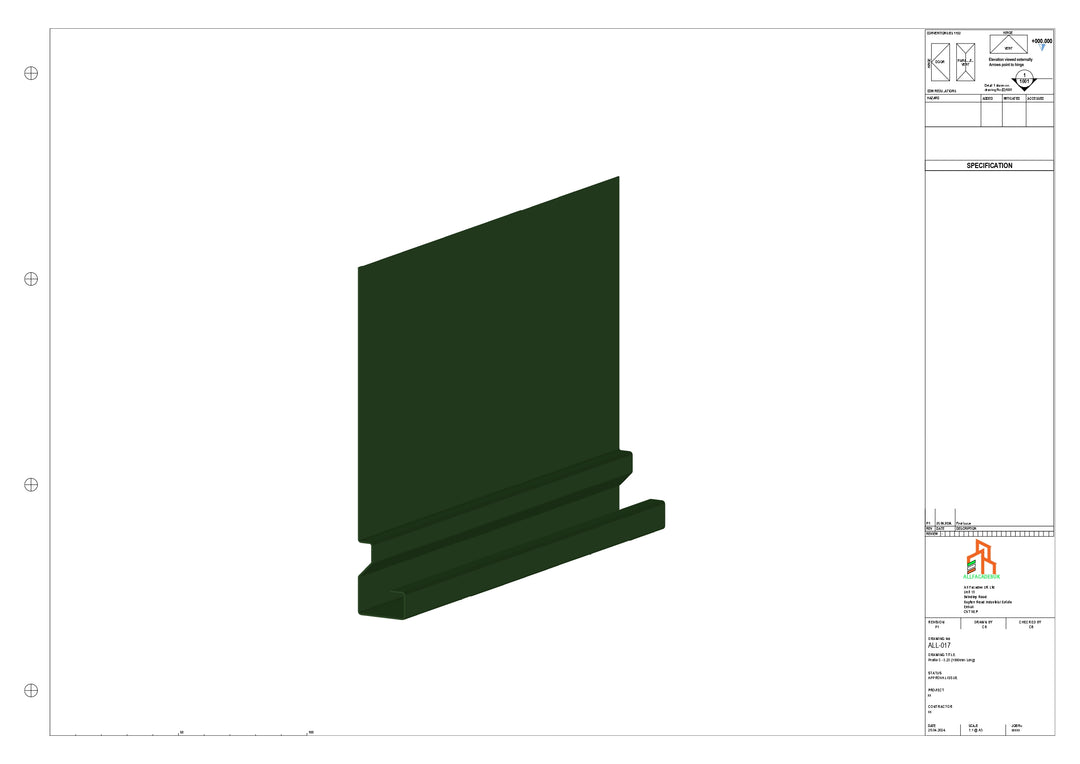 Aluminium Fascia Board - Type 3 - Straight 1000mm Length