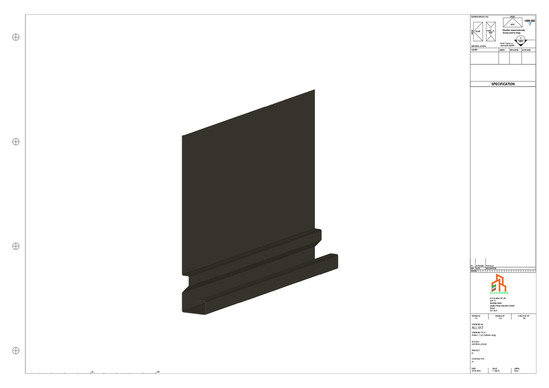 Aluminium Fascia Board - Type 3 - Straight 1000mm Length