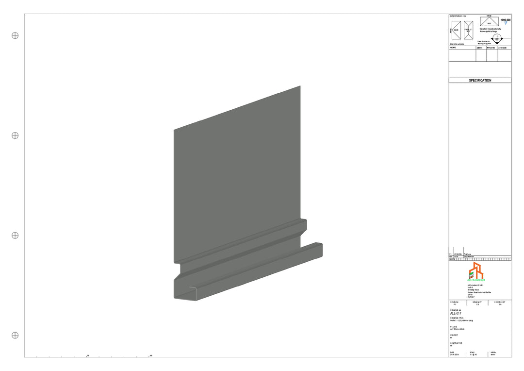 Aluminium Fascia Board - Type 3 - Straight 1000mm Length