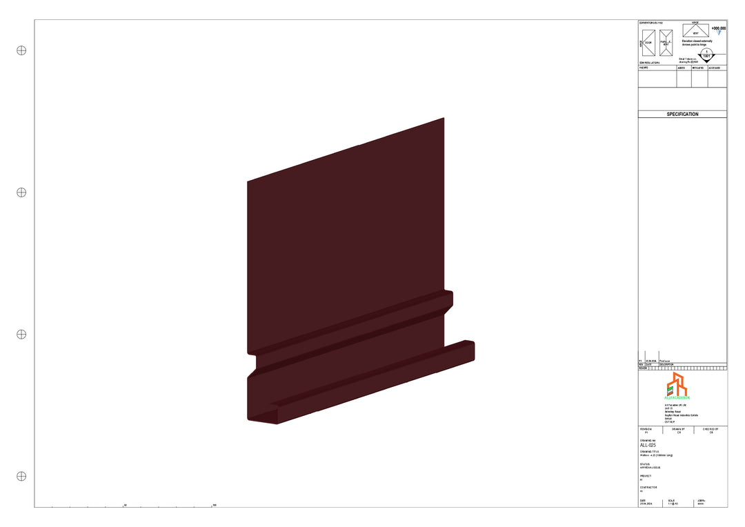 Aluminium Fascia Board - Type 4 - Straight 1000mm Length