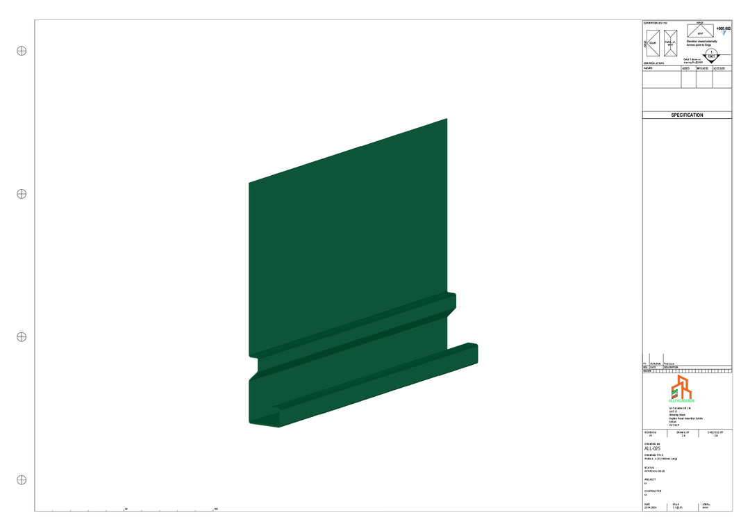 Aluminium Fascia Board - Type 4 - Straight 3000mm Length