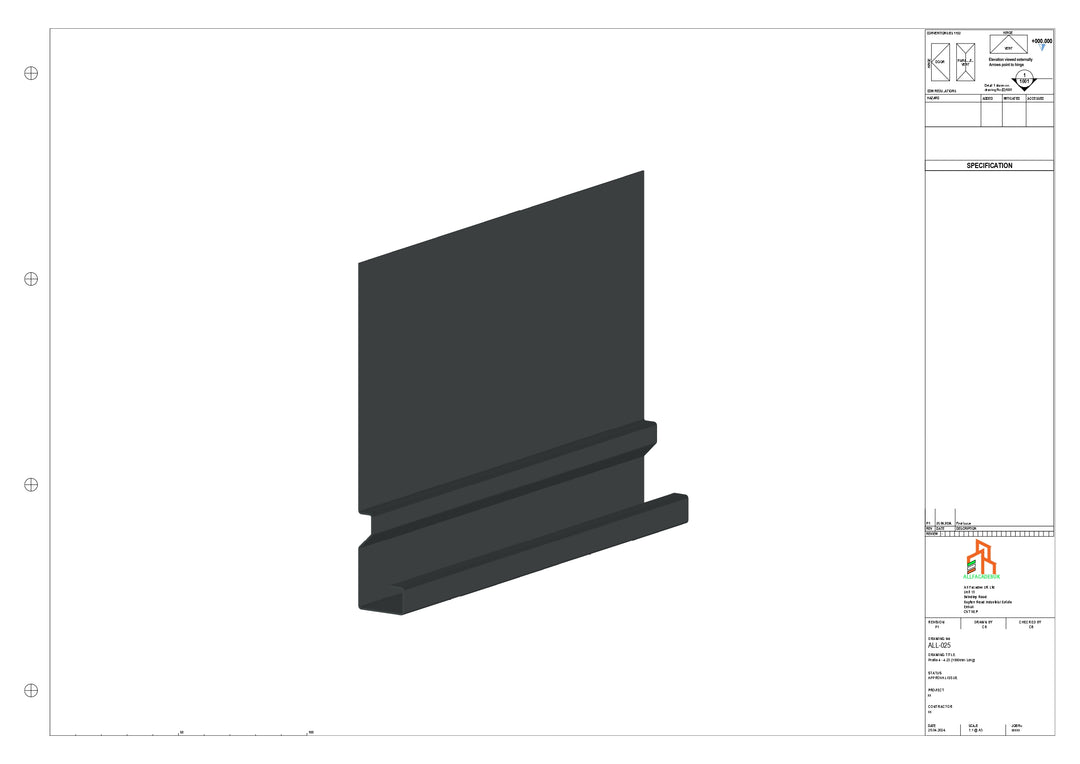 Aluminium Fascia Board - Type 4 - Straight 3000mm Length