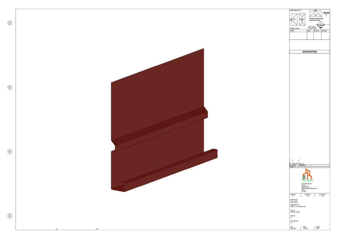 Aluminium Fascia Board - Type 5 - Straight 1000mm Length