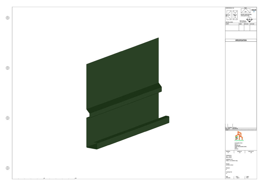 Aluminium Fascia Board - Type 5 - Straight 3000mm Length