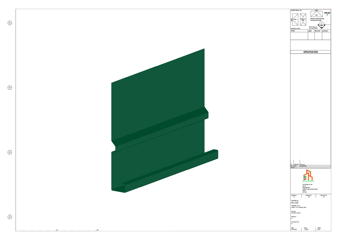 Aluminium Fascia Board - Type 5 - Straight 3000mm Length
