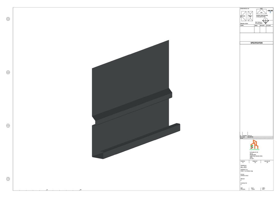 Aluminium Fascia Board - Type 5 - Straight 1000mm Length
