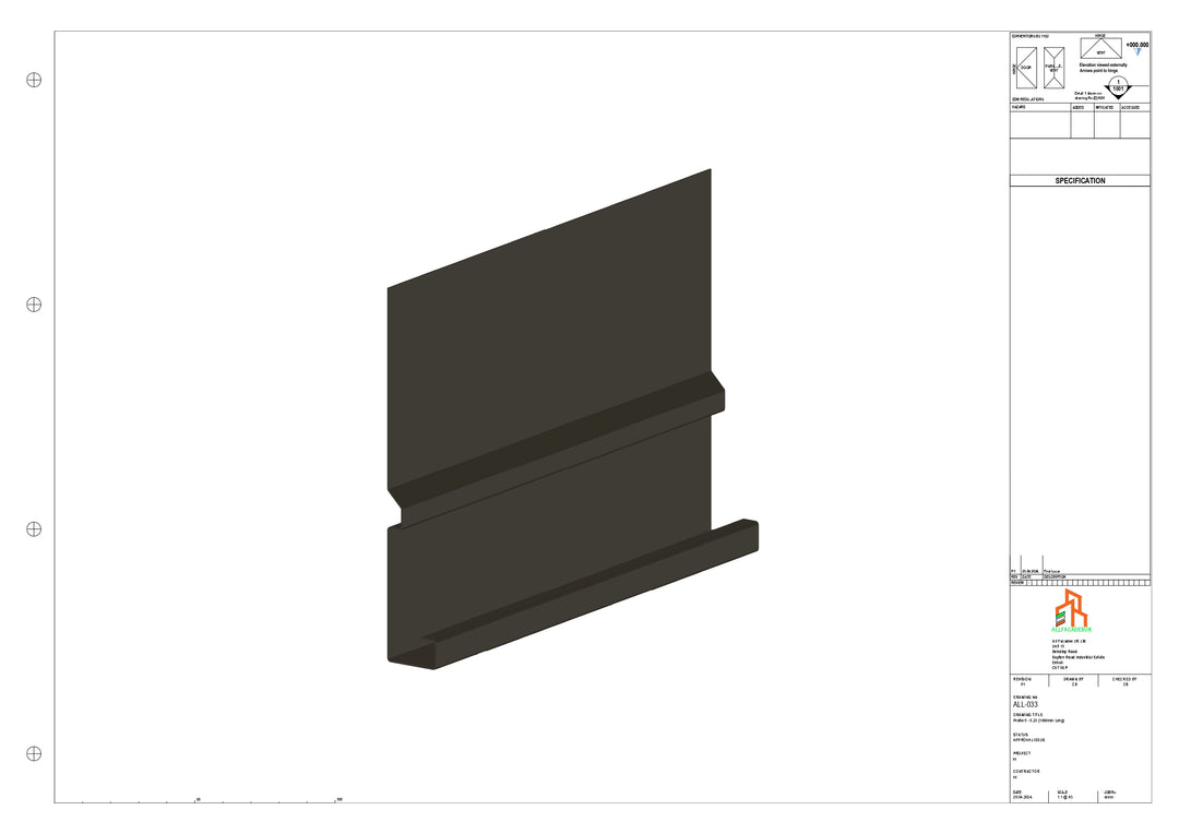 Aluminium Fascia Board - Type 5 - Straight 3000mm Length