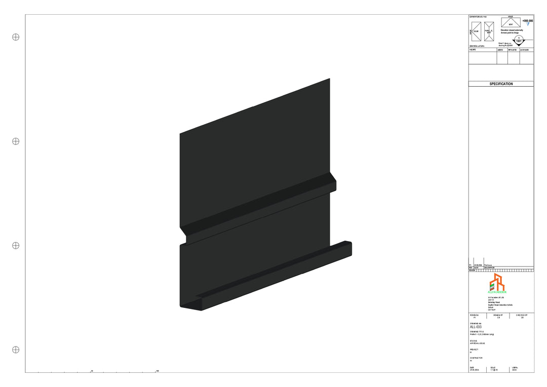 Aluminium Fascia Board - Type 5 - Straight 1000mm Length