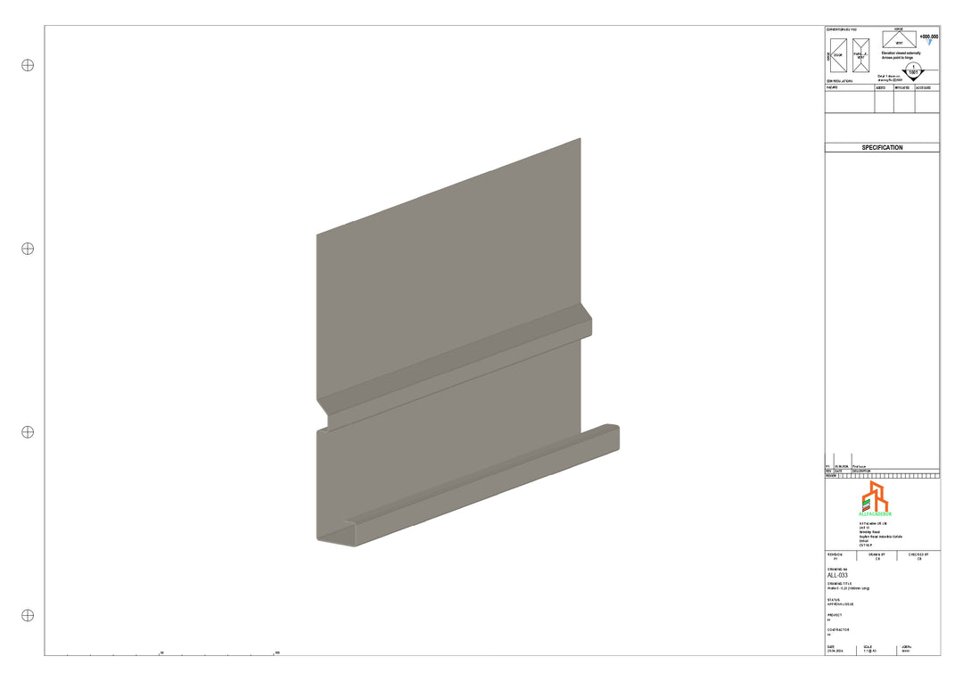 Aluminium Fascia Board - Type 5 - Straight 1000mm Length