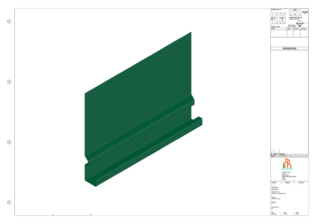 Aluminium Fascia Board - Type 6 - Straight 1000mm Length