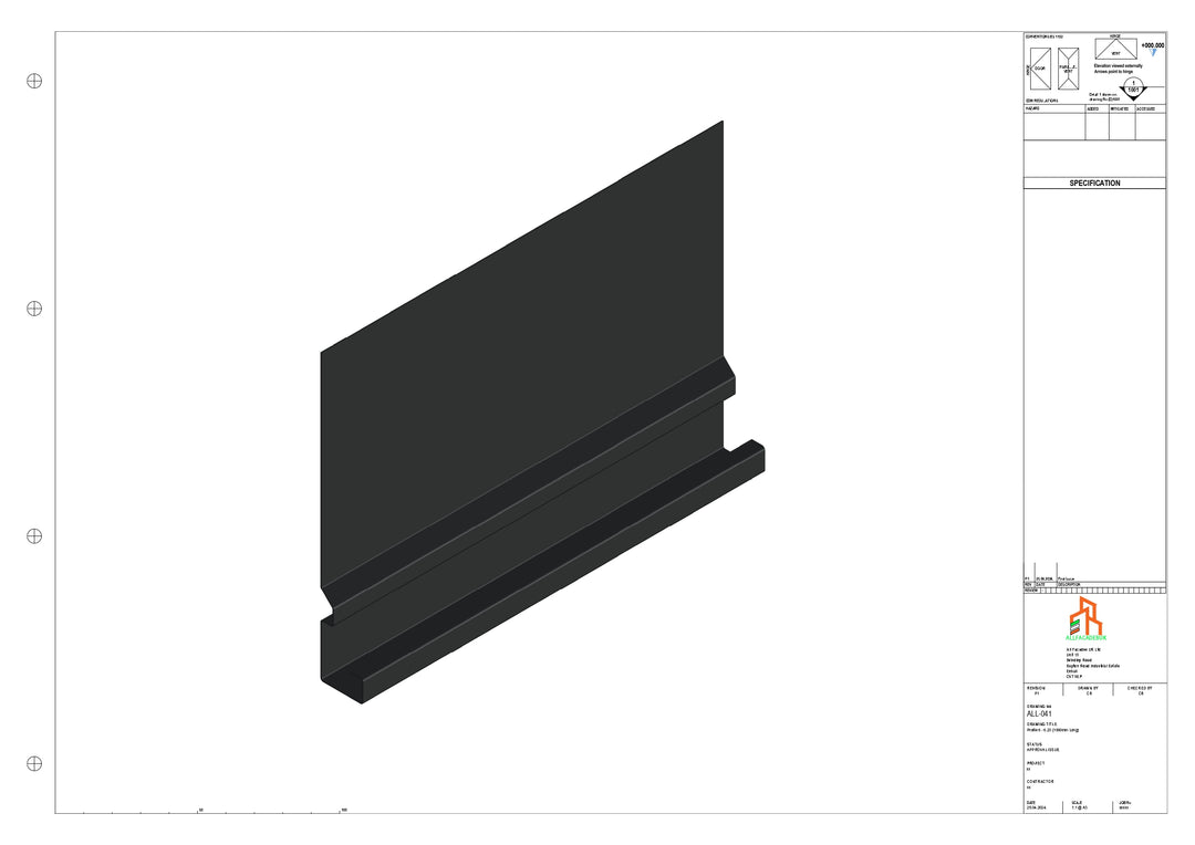 Aluminium Fascia Board - Type 6 - Straight 3000mm Length