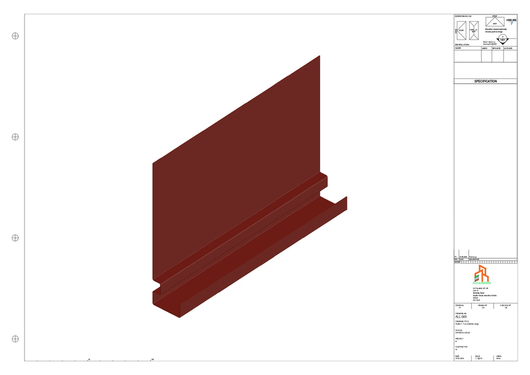 Aluminium Fascia Board - Type 7 - Straight 3000mm Length