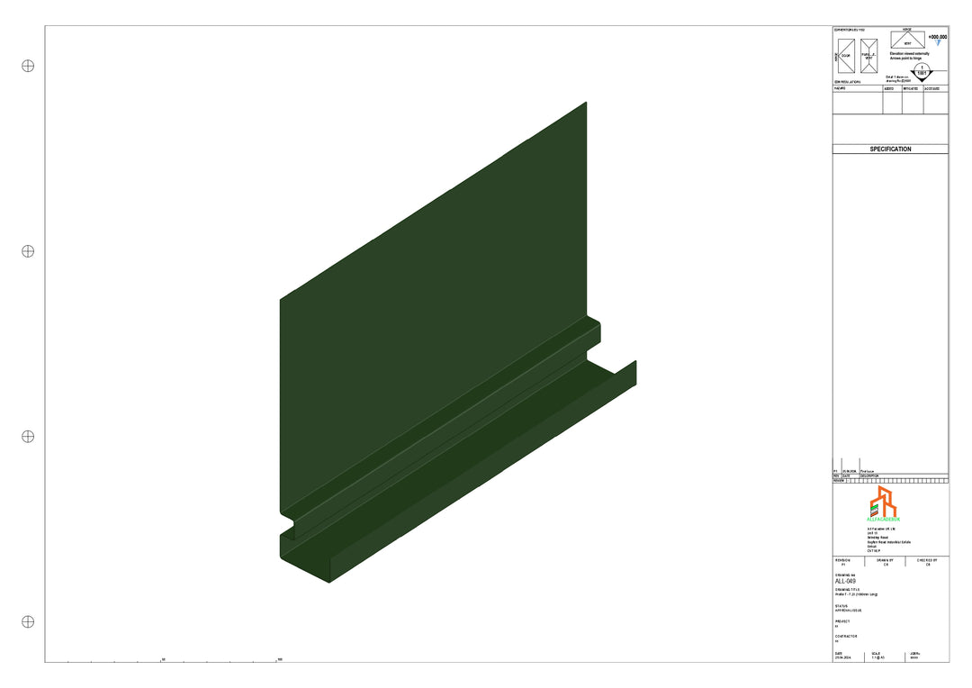 Aluminium Fascia Board - Type 7 - Straight 1000mm Length