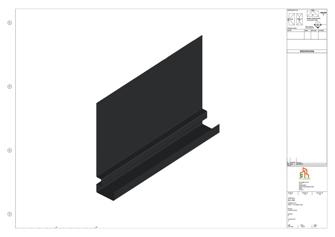 Aluminium Fascia Board - Type 7 - Straight 1000mm Length