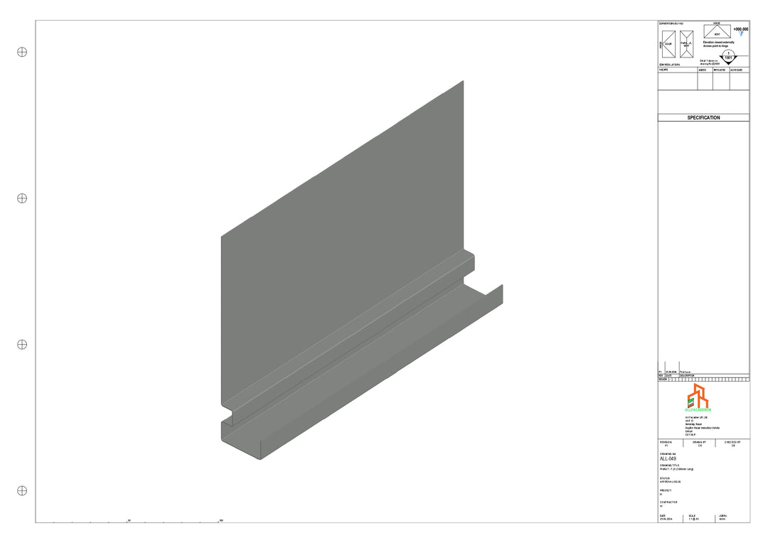 Aluminium Fascia Board - Type 7 - Straight 3000mm Length