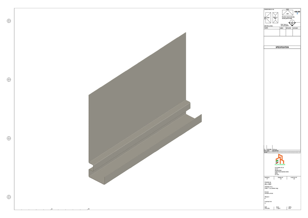 Aluminium Fascia Board - Type 7 - Straight 1000mm Length