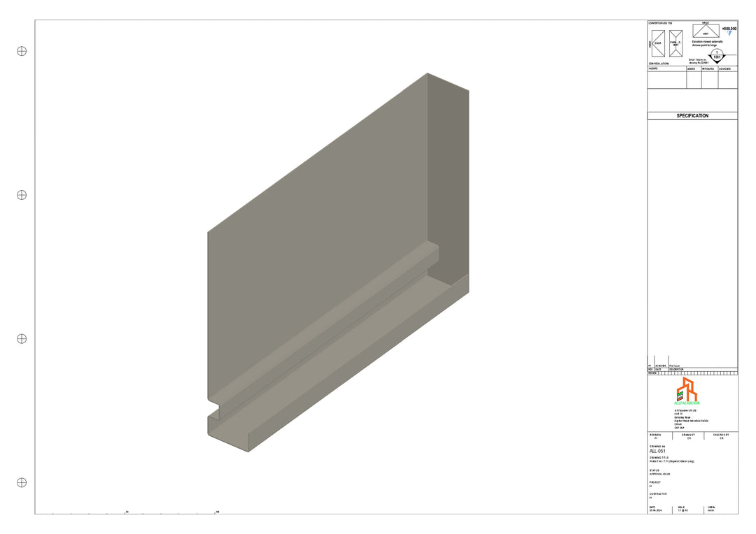 Aluminium Fascia Board Stopend - Type 7 - 300mm - Right Side