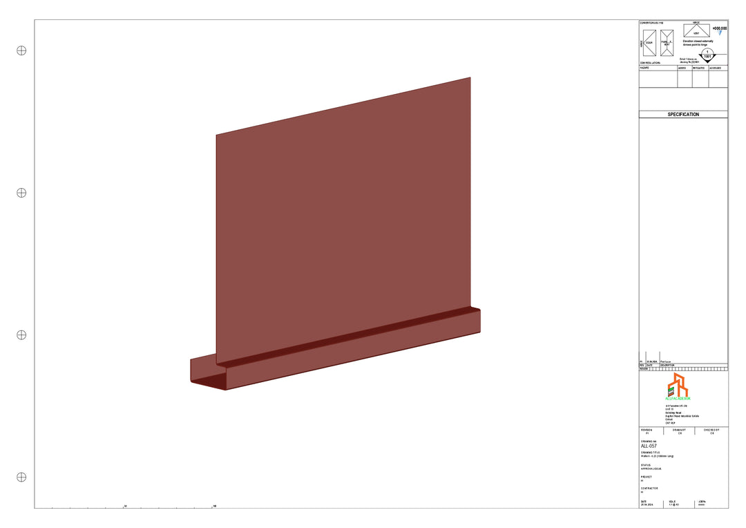 Aluminium Fascia Board - Type 8 - Straight 3000mm Length