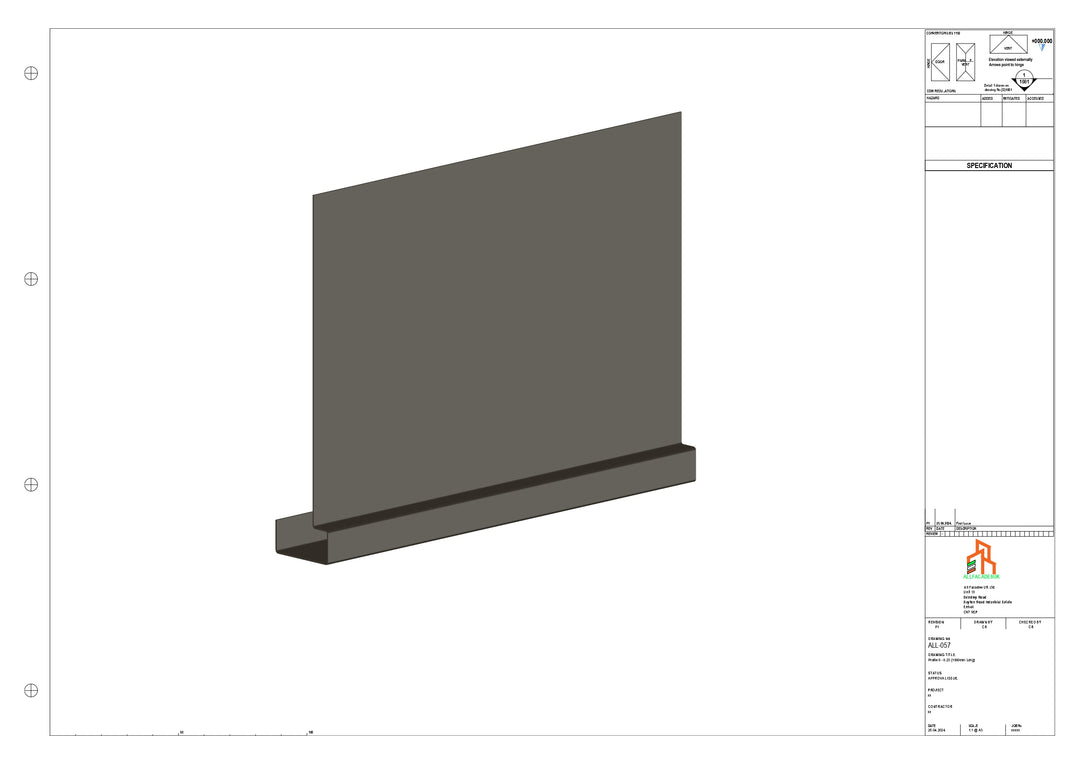 Aluminium Fascia Board - Type 8 - Straight 3000mm Length