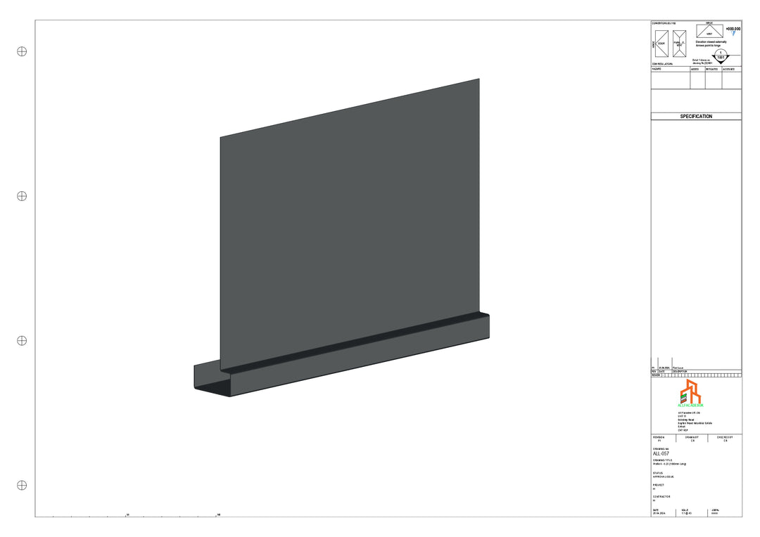 Aluminium Fascia Board - Type 8 - Straight 1000mm Length
