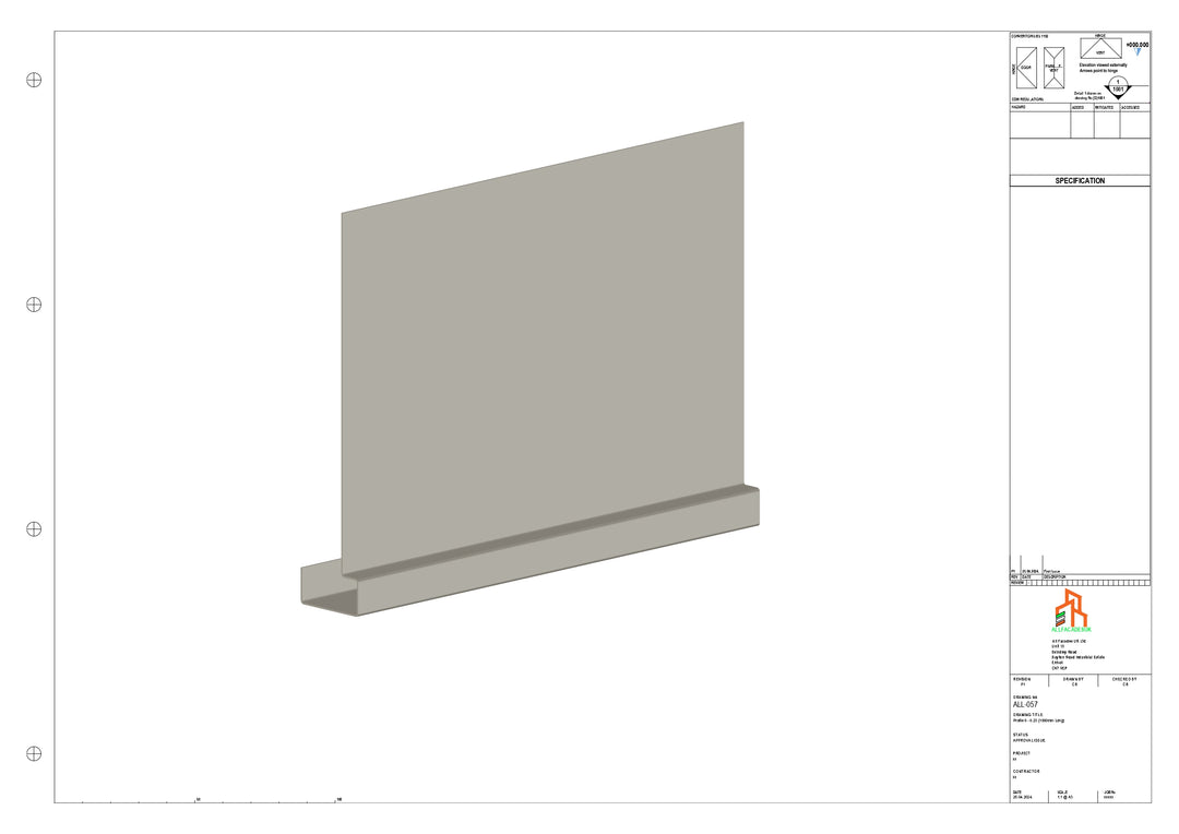 Aluminium Fascia Board - Type 8 - Straight 1000mm Length
