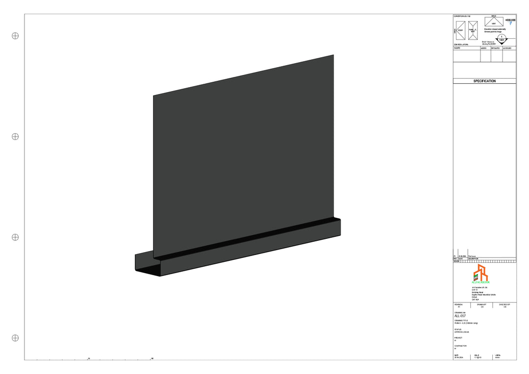 Aluminium Fascia Board - Type 8 - Straight 1000mm Length