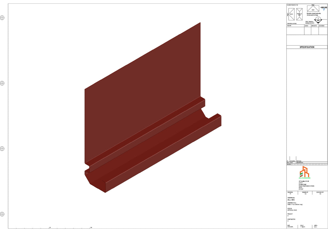 Aluminium Fascia Board - Type 9 - Straight 1000mm Length