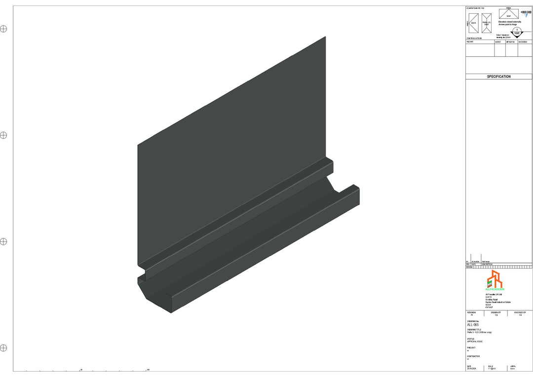 Aluminium Fascia Board - Type 9 - Straight 1000mm Length