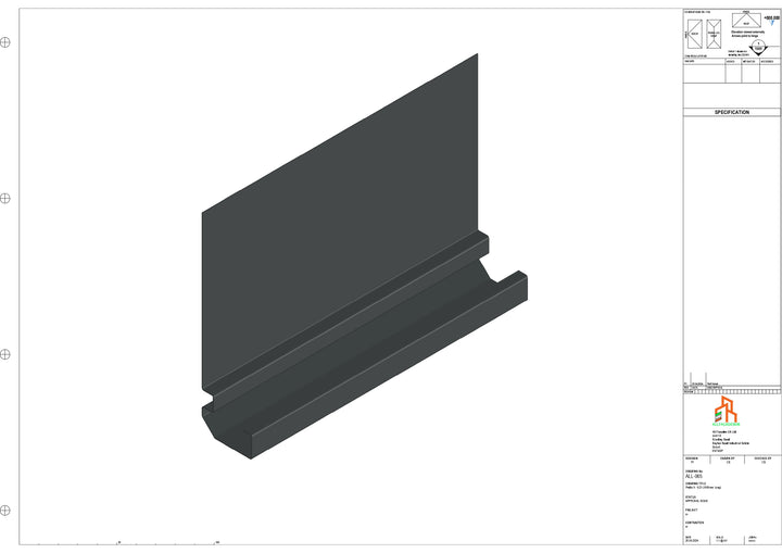 Aluminium Fascia Board - Type 9 - Straight 1000mm Length