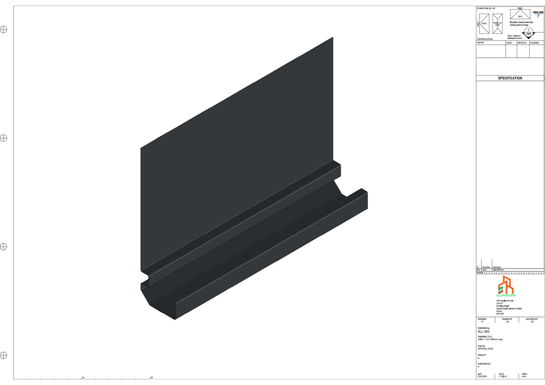 Aluminium Fascia Board - Type 9 - Straight 1000mm Length