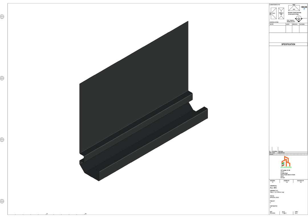 Aluminium Fascia Board - Type 9 - Straight 1000mm Length