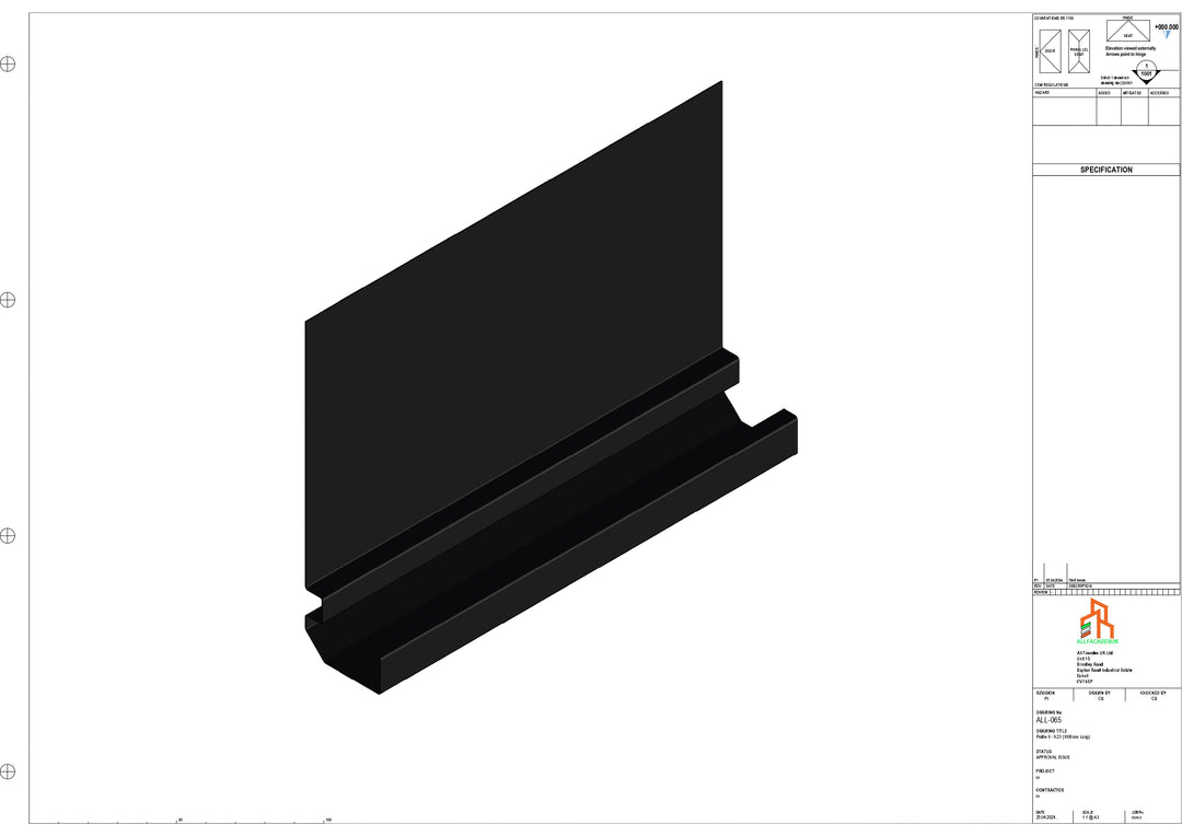 Aluminium Fascia Board - Type 9 - Straight 3000mm Length