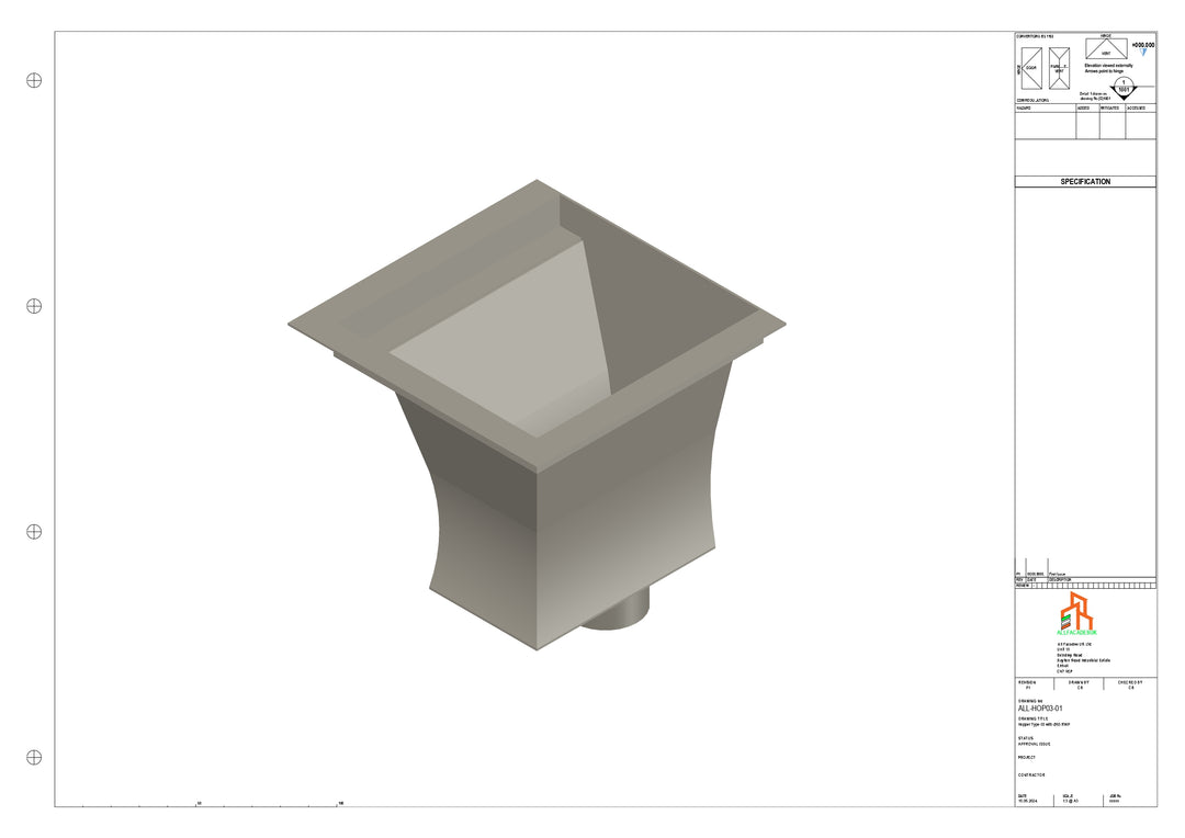 Aluminium Hoppers - Type 3 - 152 Sq