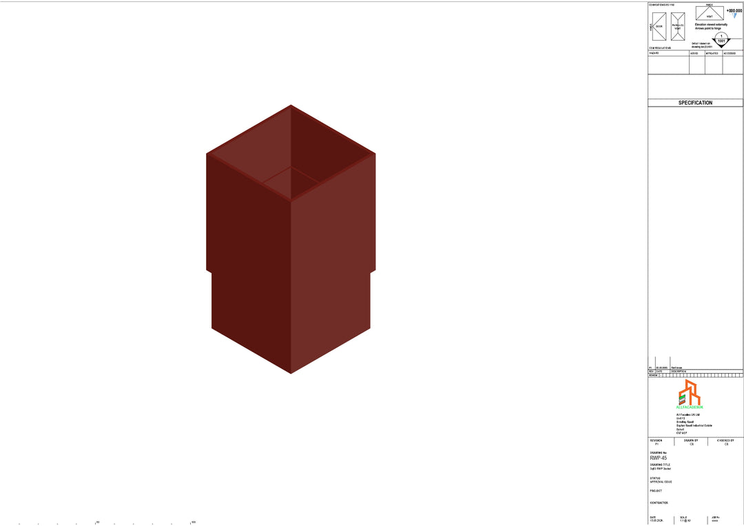 Aluminium Sq Gutter - Type 2 - Socket
