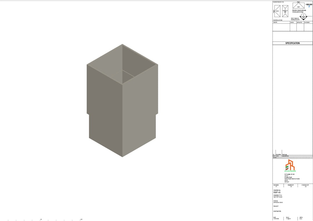 Aluminium Sq Gutter - Type 2 - Socket