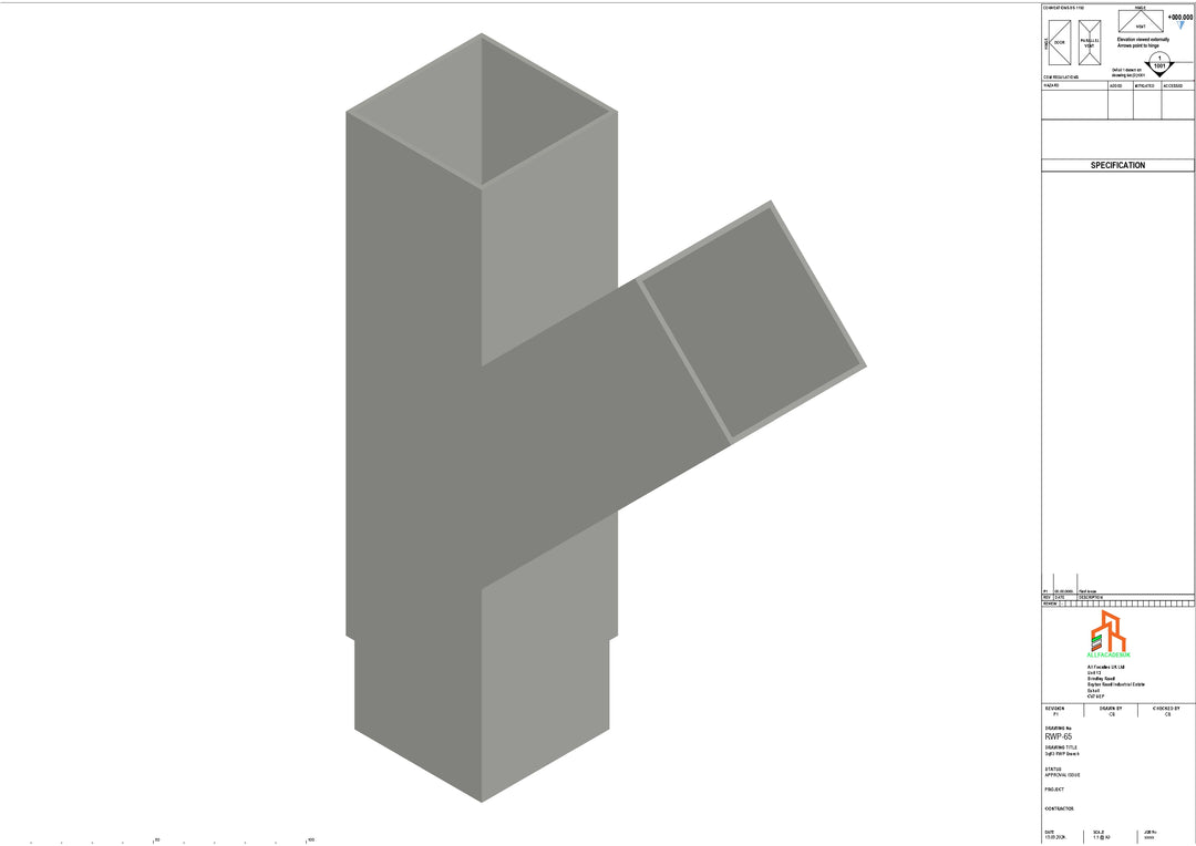 Aluminium Sq Gutter - Type 2 - Branch