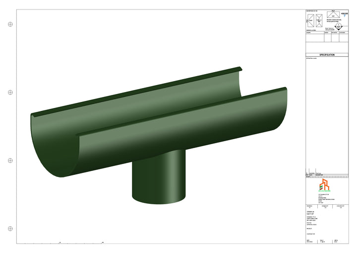 Aluminium Radius Gutter - Type 1 - Centre Spout - 76 Dia