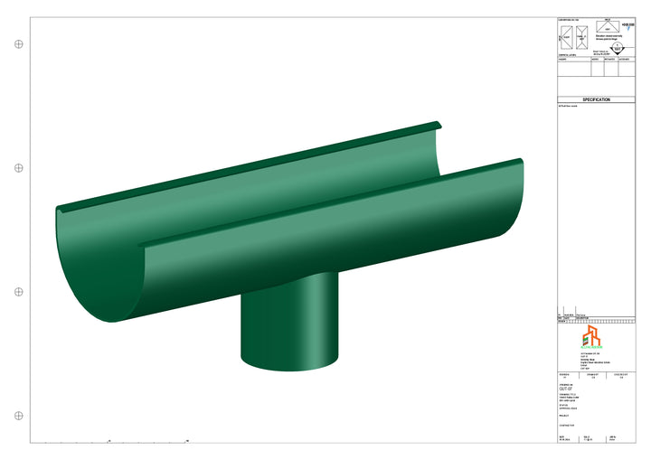 Aluminium Radius Gutter - Type 1 - Centre Spout - 63 Dia